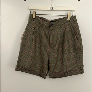 Noah NY Double-Pleat Tartan Shorts, size 34